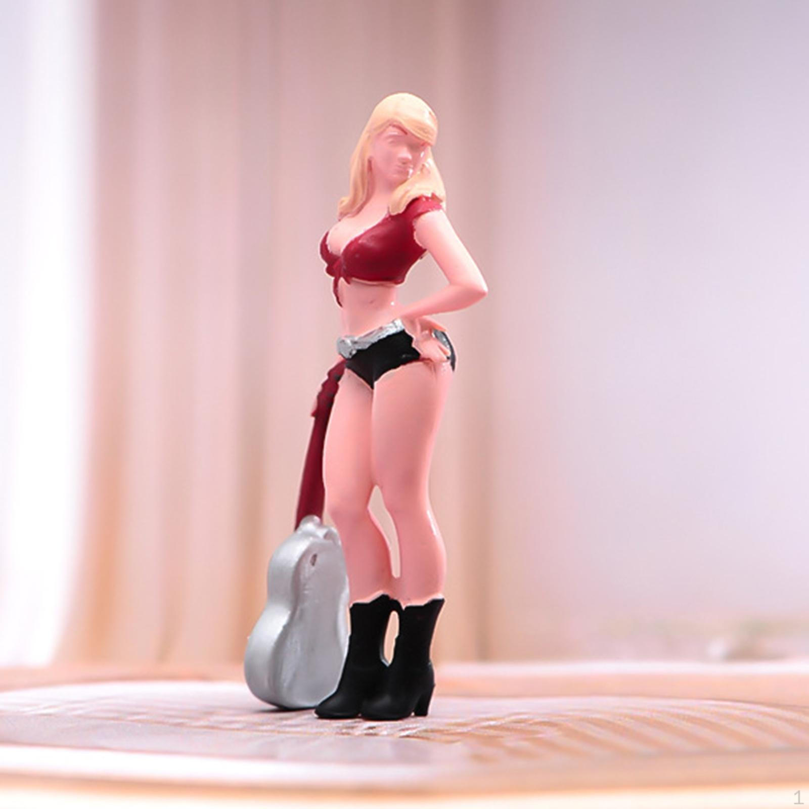 

1/64 Guitar Girl Figure Painted Train Railway Diorama Scenery Miniature Scene Collections Tiny