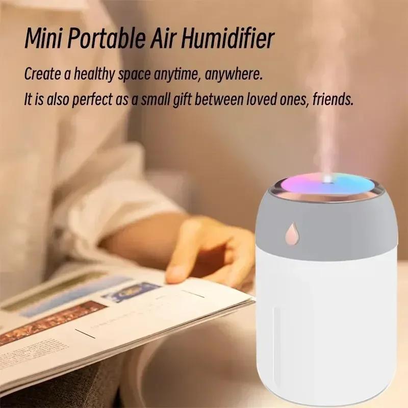 Mini Humidifier USB Plug Nanoscale Silent Streaming Ambient Light 330ML Mist Adjustable Portable For Car Office Household