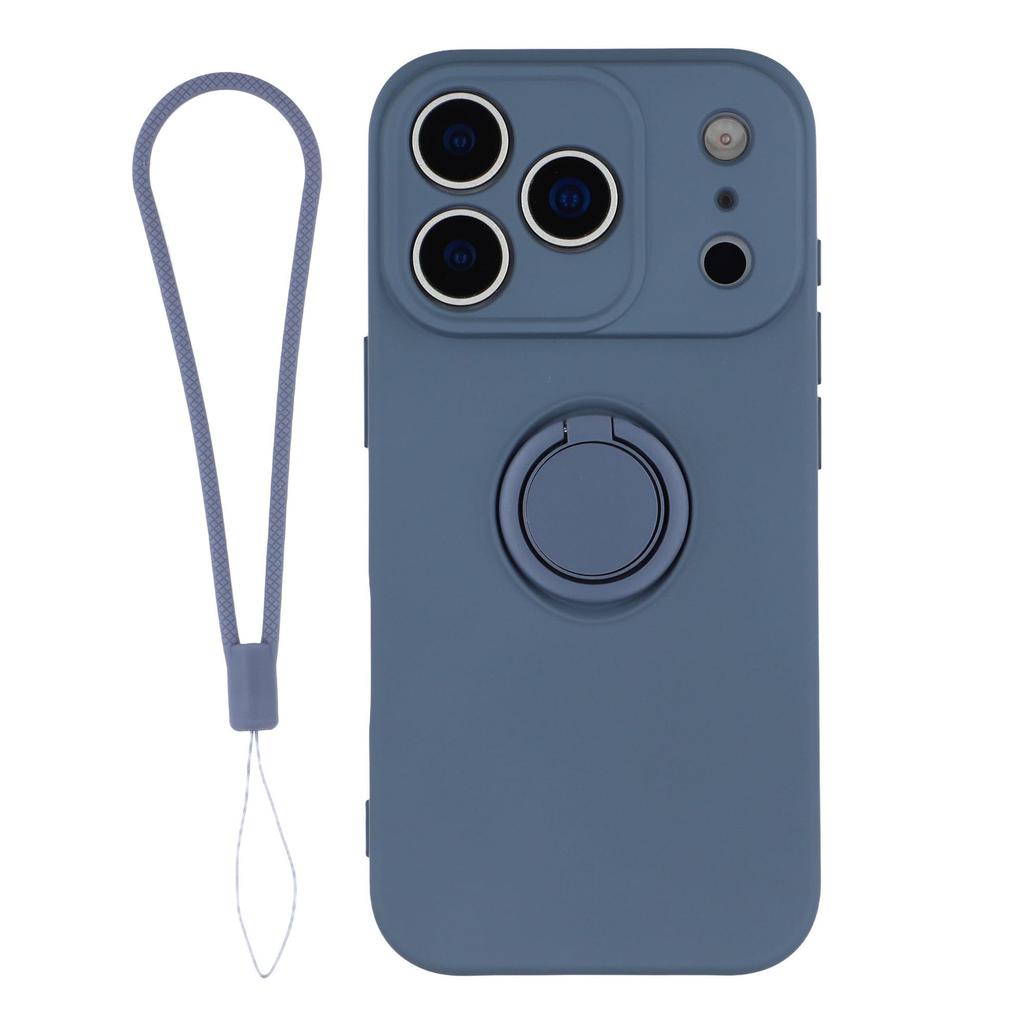 For iPhone 17 Pro Silicone Case with Strap Ring Kickstand Phone Cover