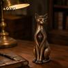 Cat Figurine Vintage Distressed Figurine, Rustic Animal Statue for Desk Shelf Home Office Ornament Decor, Handcrafted Retro Style Ornament,