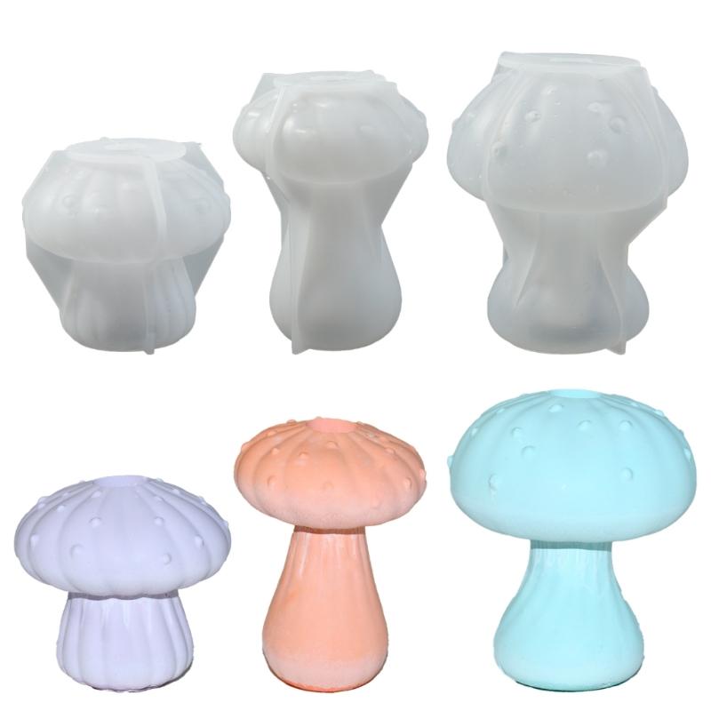 Multipurpose Sturdy Silicone Mushroom Candle Holder Mold Set Portable for Resin Plaster Craft Supplies Assorted Sizes