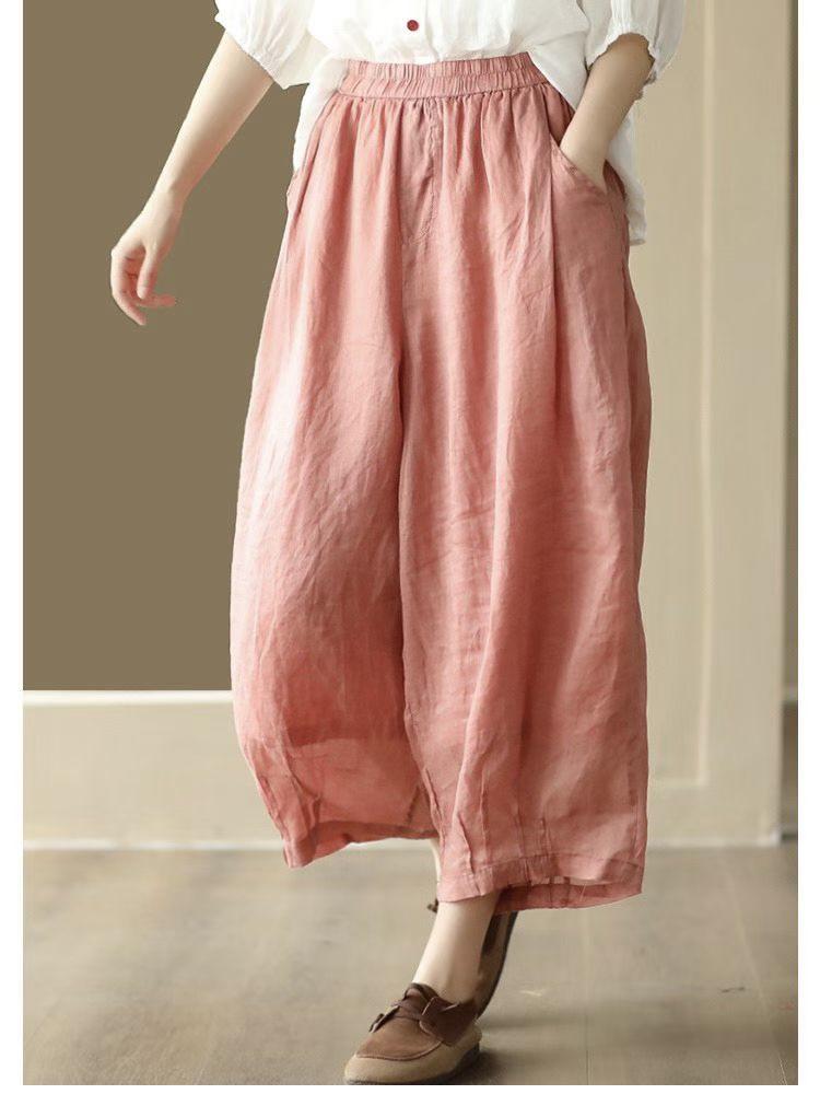 

Women s 2026 Linen Casual Harem Pants - Loose, Slimming, Cropped Design One Size
