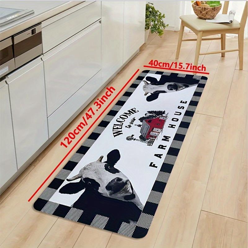1Pcs Anti Fatigue Kitchen Rugs Cow Print Waterproof Non-Slip Thick Cushioned Kitchen Mat Heavy Duty Comfort Standing Mat for Kitchen