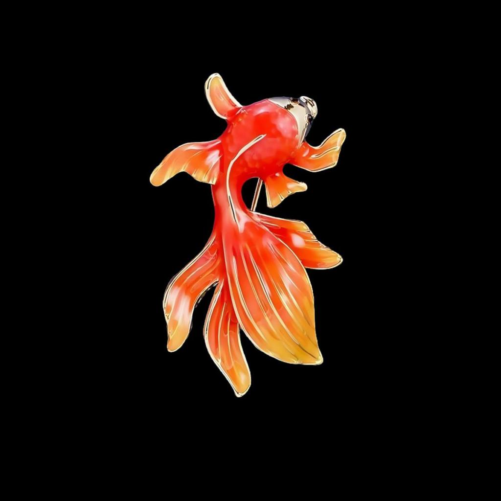 Elegant Koi Goldfish Brooch – Chic Chinese-Style Enamel Suit Pin for Women