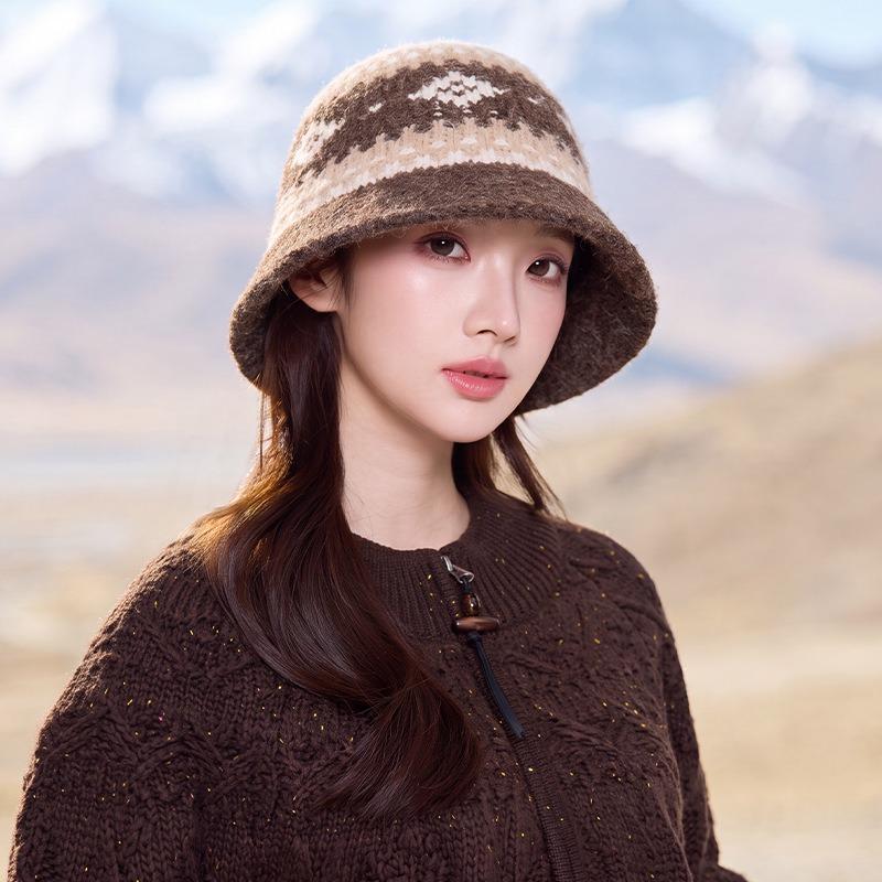 Women S Thick Warm Knit Bucket Hat For Autumn Winter Outdoor Cold Protection