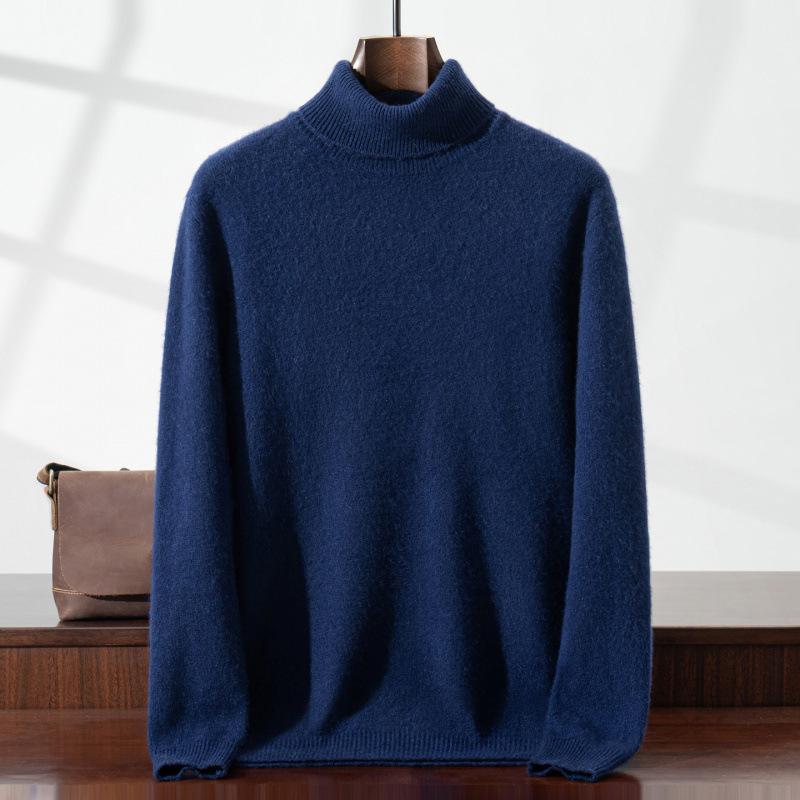 

Men s High Neck Cashmere Blend Sweater - Multi-color, Long Sleeve, Autumn/Winter Style L