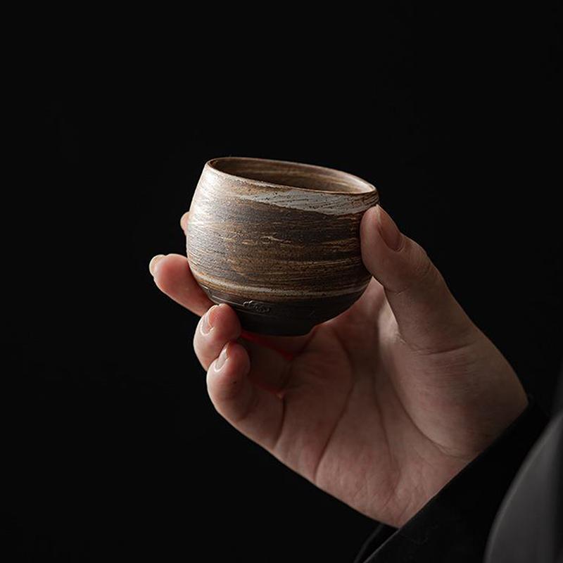 Japanese Style Handmade Stoare Tea Cup Kung Fu Tea Set Tea Cup Small Single Cup Ancient Style Quiet Road Cup Bowl Teacup