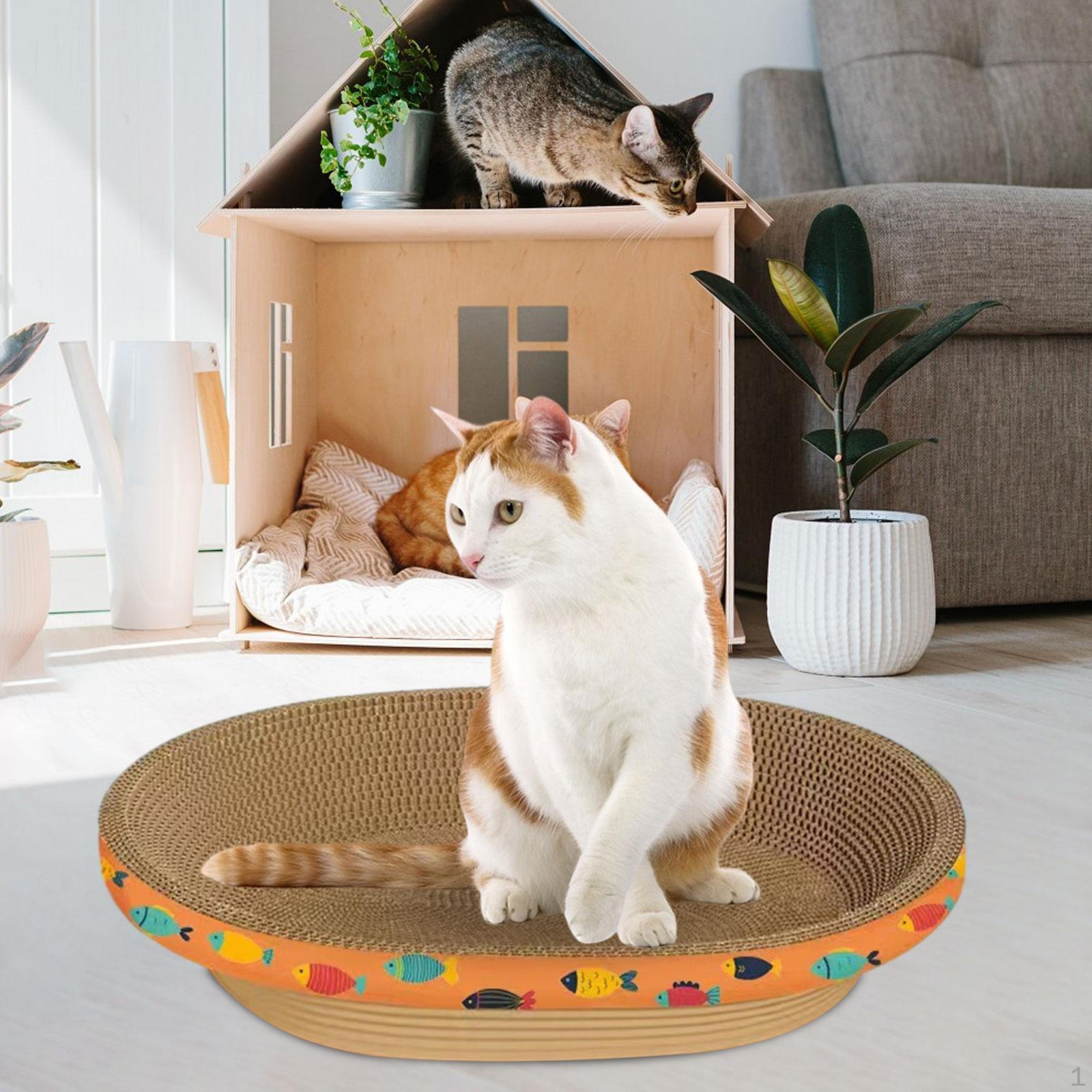 Cat Scratcher Cardboard Toy for Furniture Protection And Training fishes pattern