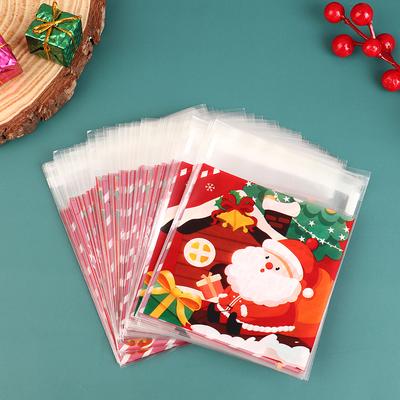100 pezzi sacchetti regalo di Natale autoadesivi per biscotti, caramelle, sacchetti per feste, snack, sacchetti di plastica per dolci