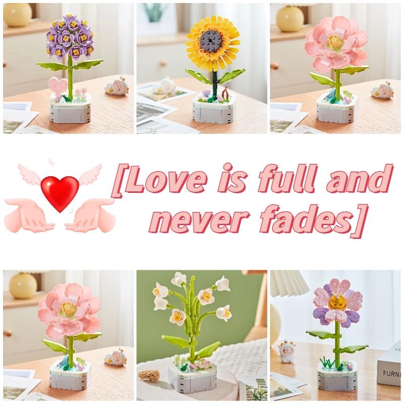 Creative Plant Flower Building Blocks For Children Diy Puzzle Toy Gift For Valentine's Day Sunflower Style