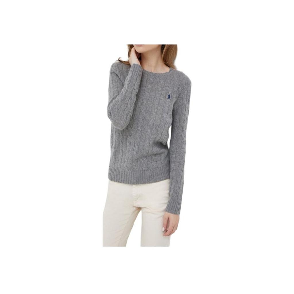 Polo Ralph Lauren Fw22 Solid Ribbed Pattern Long Sleeve Wool Sweater Women Sweater Gray 211875831-008