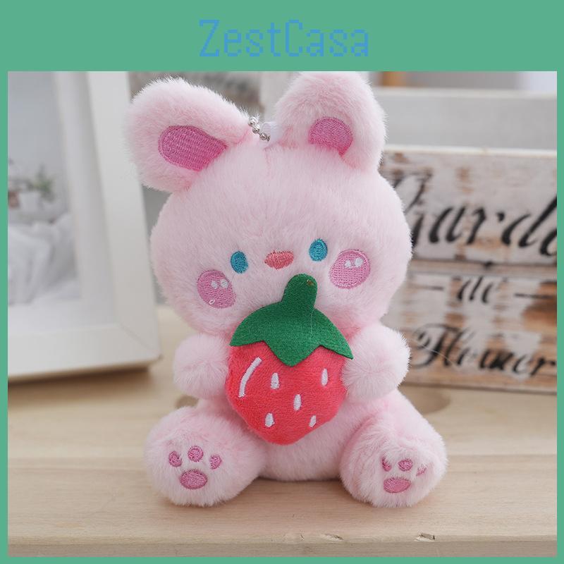 Cute Adorable Plush White Rabbit Keychain Creative Fruit Bunny Plush Toy Girls For