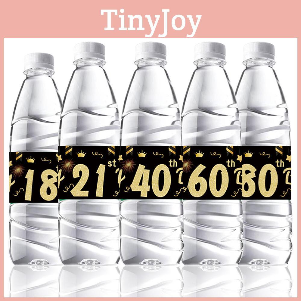 Geburtstagsparty Flaschenaufkleber Set mit Schwarz-Gold-Thema für Altersfeiern im Europa-Stil