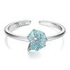 WOSTU Real 925 Sterling Silver Colorful Mermaid Open Ring Ocean For Women Blue Whale Adjustable Rings beach Jewelry Holiday Gift