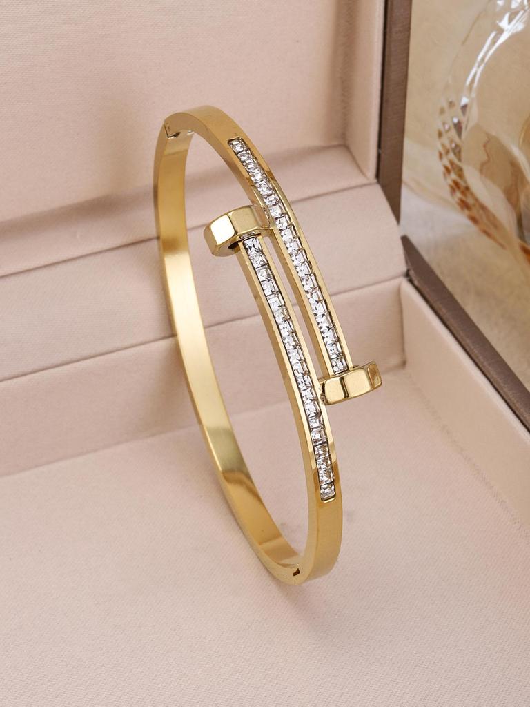 18K Gold Plated Four-Leaf Clover Stainless Steel Bracelet 3-Piece Set