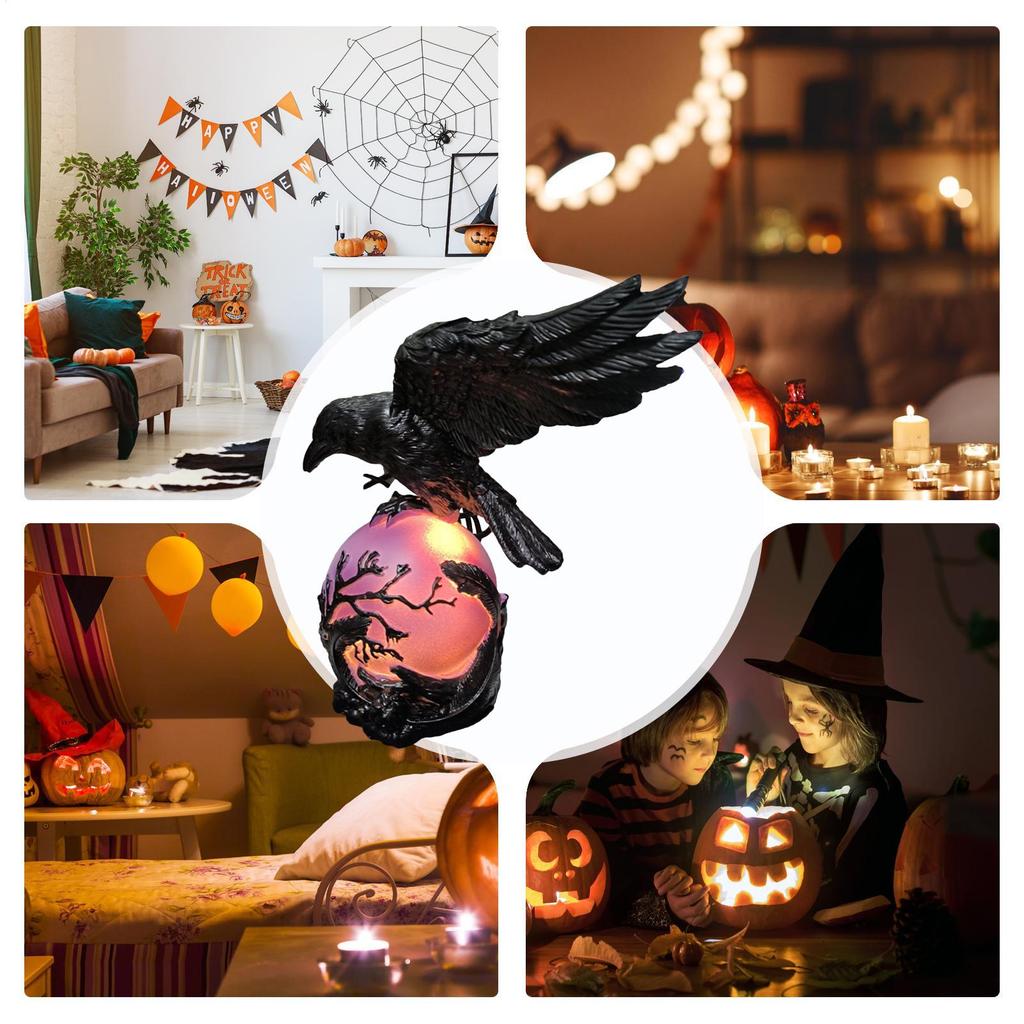 Crow Light Gothic Violet Led Fantasy Household Decoration Glowing Orb Raven Lamp For Living Room Household Dorm Apartment Nightstand