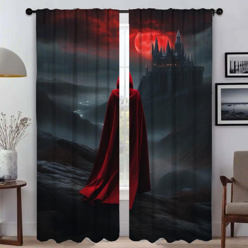 Tiul do Sypialni Upiorna Atmosfera Mrocznej Fantazji Zasłona Okienna do Pokoju 2 Panele Przegroda Zaciemniające Zasłony 2 Sztuki Rolety