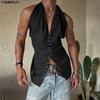 Hauts de soirée basiques pour hommes, à col bénitier, sans manches, style bandage, dos nu, débardeurs