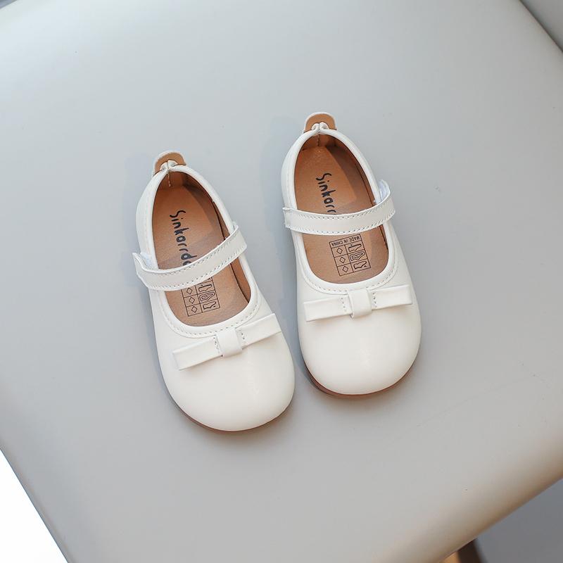 Chaussures en Cuir pour Petites Filles pour Fête de Mariage Légères Douces de Qualité avec Nœud Simple Mode Automne Chaussures Plates pour Enfants 21-34