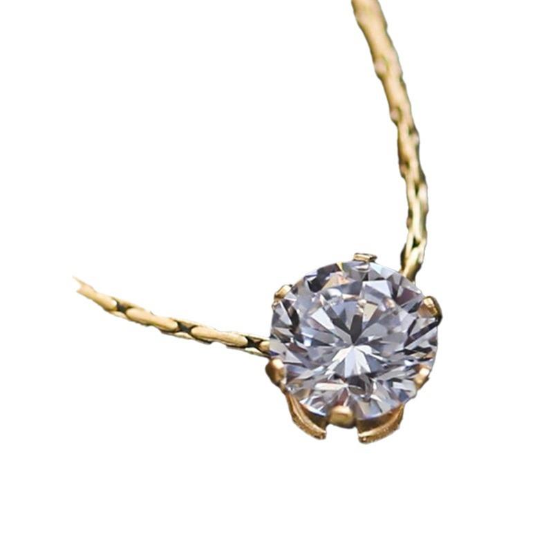 Titanium Steel Gold Six-Claw Zircon Necklace Femininity Simple Collarbone Chain Does Not Fade Price