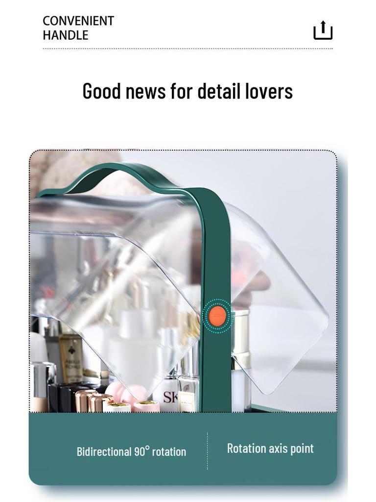 Large Capacity Multi-Layer Cosmetic Organizer: Dustproof Skincare & Lipstick Storage Box with Drawers for Desktop Dressing Tables