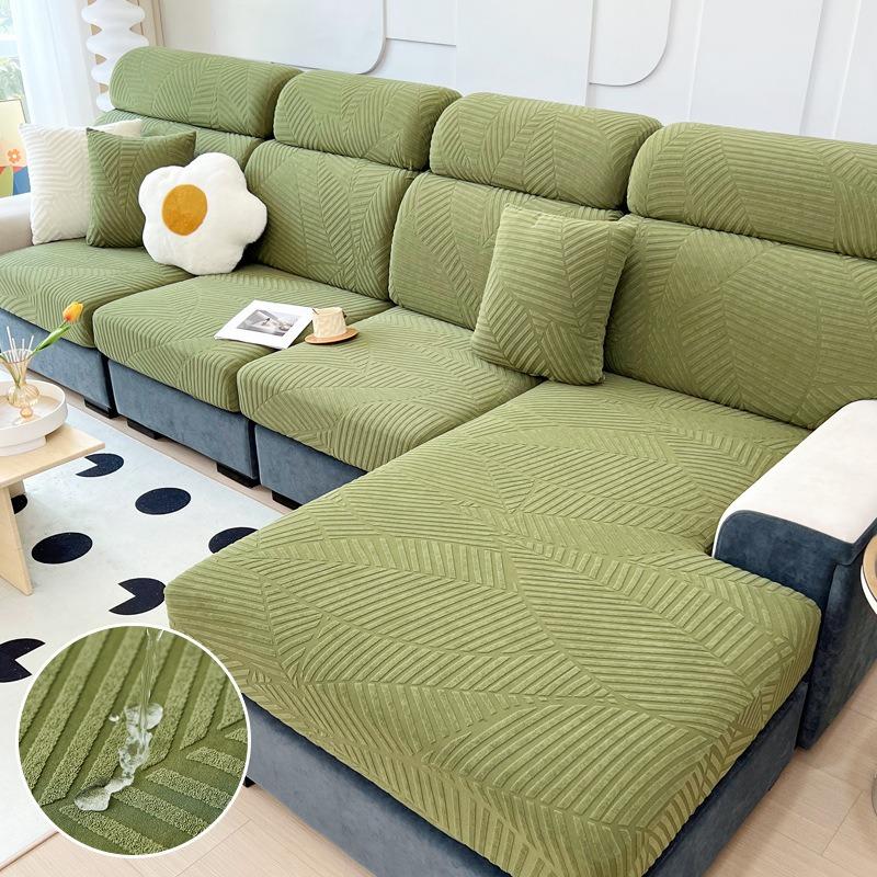 New Waterproof Fabric Sofa Cover Jacquard Solid Sofa Cushion Seat Case Stretch L-Shaped Cover Living Room Furniture Protector
