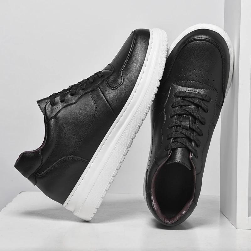 Genuine Leather Men's Shoes Luxury Brand Treking Footwear New Trend Versatile Male Sneakers Thick Bottom Outdoor Walking Shoes