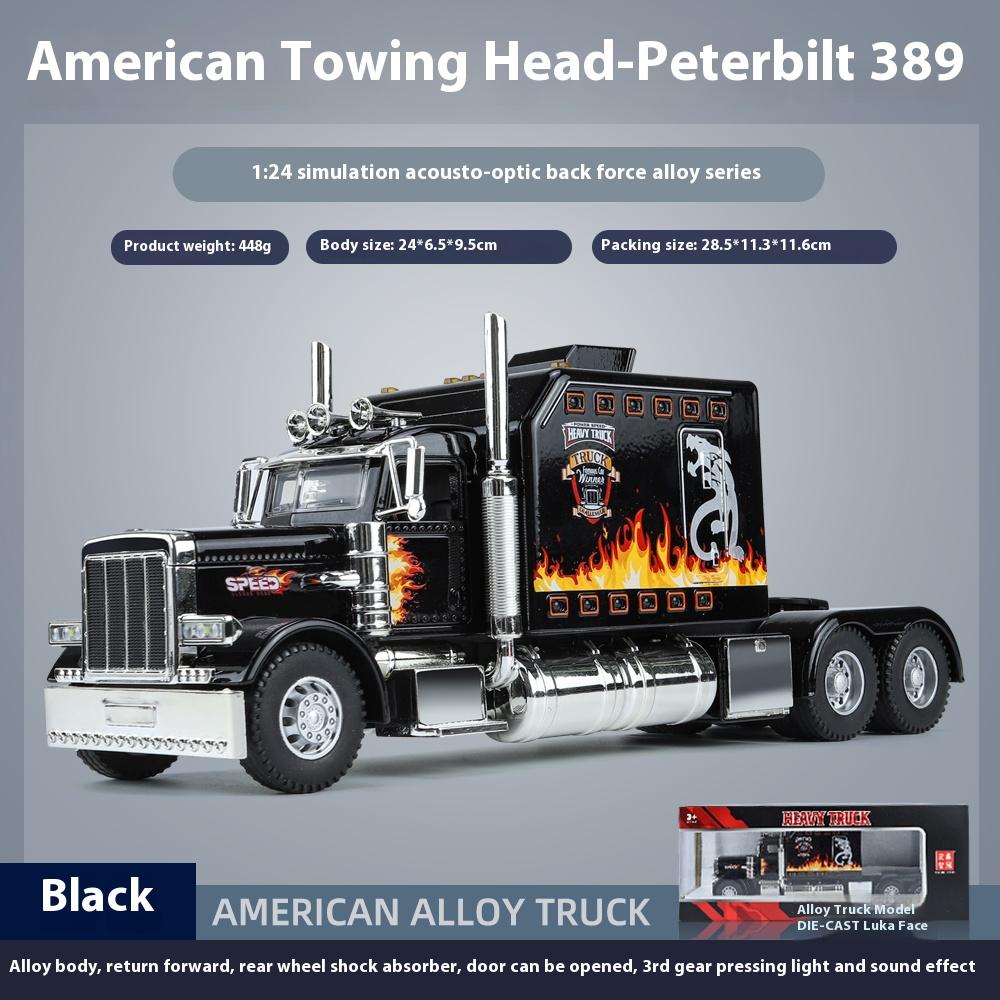 1:24 Peter Bilt 389 Semi-trailer Trailer Model Sound and Light Return Force Simulation Metal Toy Car Boy Alloy Car Ornament Gift