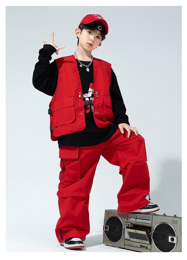 Kids' Trendy Hip Hop Dance Outfits: Boys' Cargo Pants & Girls' Jazz Costumes Set