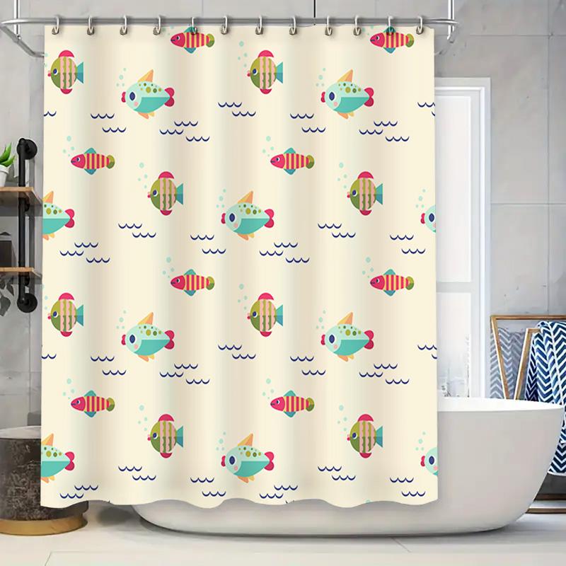 

Underwater Friends Pattern Shower Curtain For Bathroom Decor Vivid Fish Design With Hooks Set Multicolor (L) W60H190(CM)-1 Pcs