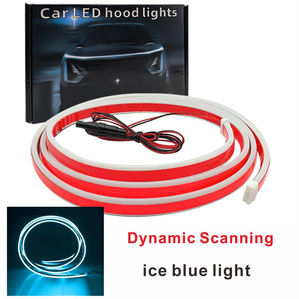 Car Start Scanning Dynamic Through-type Daytime Running Light Middle Grille Modification Universal Led Hood Light Decorative Lig