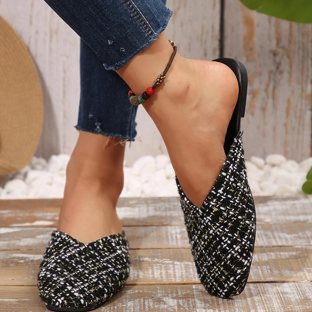 Summer New Women Slippers Beach Elegant Shoes for Women Slip On Flats Sandals Lightweight Baotou Trend Slippers Slides Women
