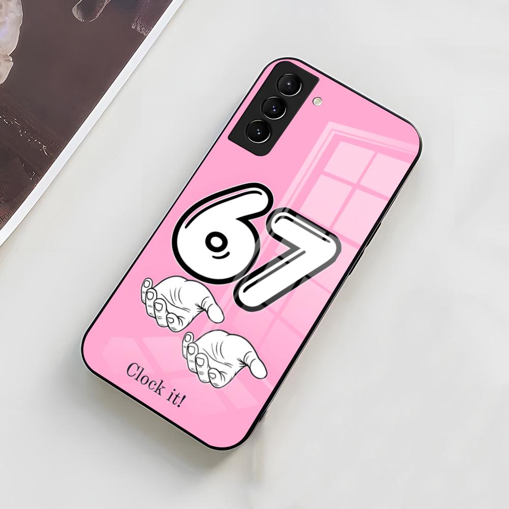 67 Six Seven Étui de téléphone pour Samsung A56 A36 A26 A16 A15 A25 A35 A55 A14 A34 A24 A54 Étui en verre