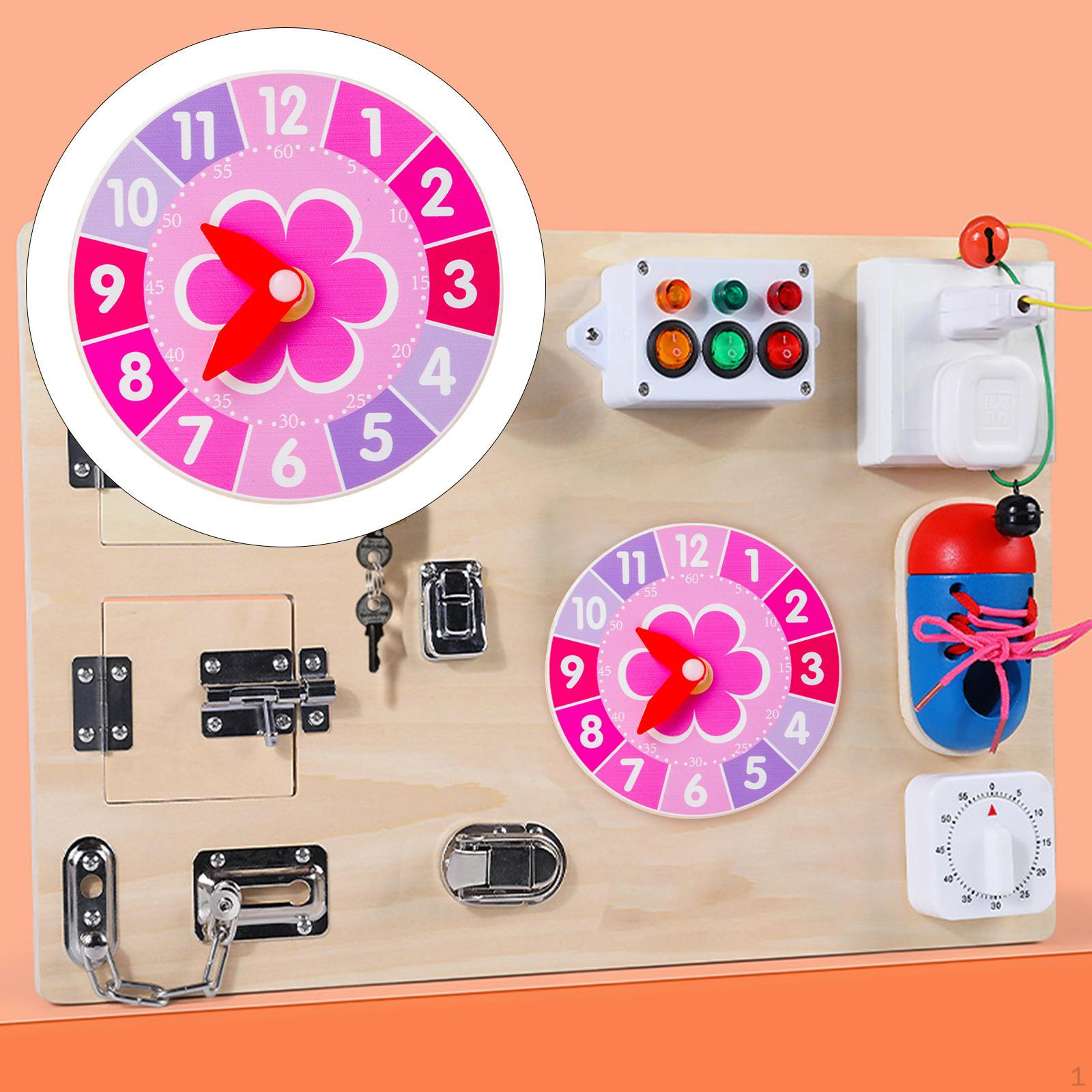 

Развивающие игрушки из материала Busy Board, гладкие головоломки, DIY Accs, детали сенсорных игрушек для познания Clock Pink