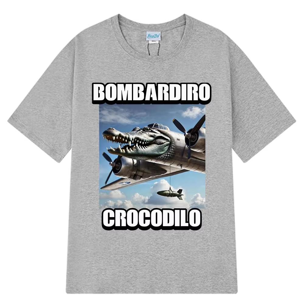 Bombardiro Crocodilo Funny Crocodile Plane Bomber T-shirt Men Women Casual Cotton Short Sleeve T Shirts Comfort O-Neck T-shirts