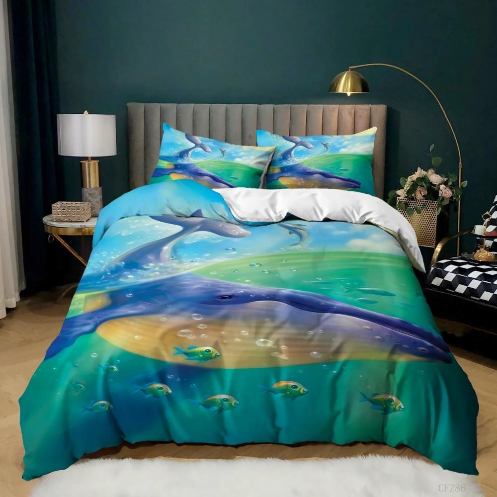 Ocean Style Bedding Set Animal Duvet Cover Pillowcase Children's and Teenagers' Bedding Single and Double Size Gifts