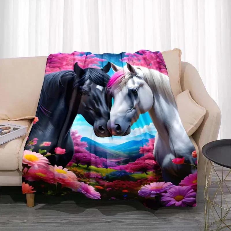 3D Tier Pferdemuster Heimdecke Einhornmuster Schlafzimmer Wohnzimmer Dekoration Picknickdecken für Kinderzimmer Bett Geschenk