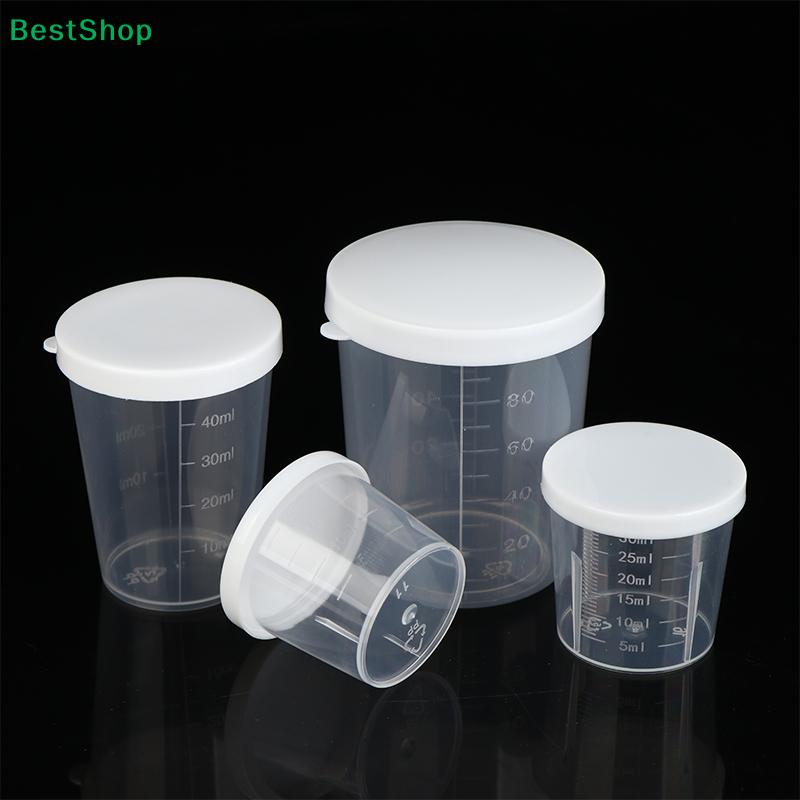10Pcs Plastic Measuring Cup Set with Lids-Graduated Lab/Kitchen Storage Cups,Leakproof Small Container for Liquids & Powders