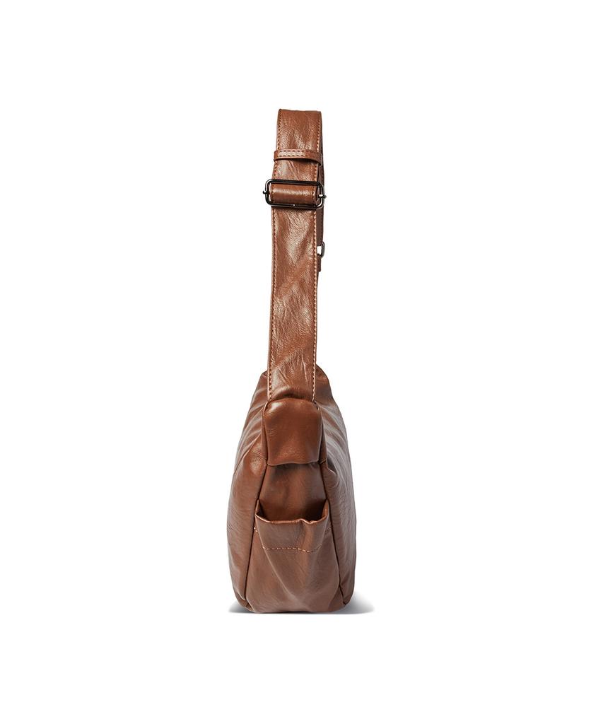 The Green Lab Faux Leather Hobo Crossbody Bag [Brown]