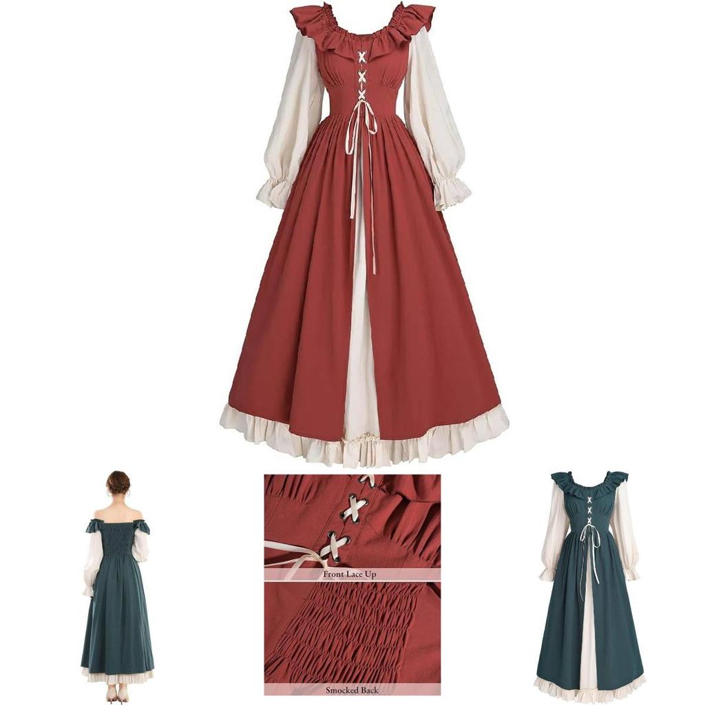 Exquisite Long Sleeve Irish Renaissance Dress For Women In Vibrant Color Options Perfect For Any Occasion