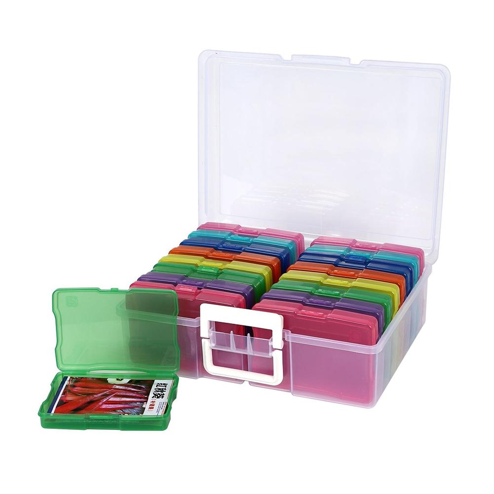 Wi/ Buckle Photo Storage Box Large Sorting Tool Transparent