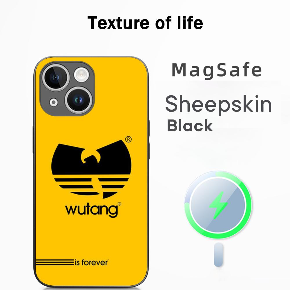 Fashion Trends WU-T-TANG CLANs ins Phone Case For iPhone 16 15 14 13 12 11 Plus Pro Max  High-end Luxury Magsafe Sheepskin
