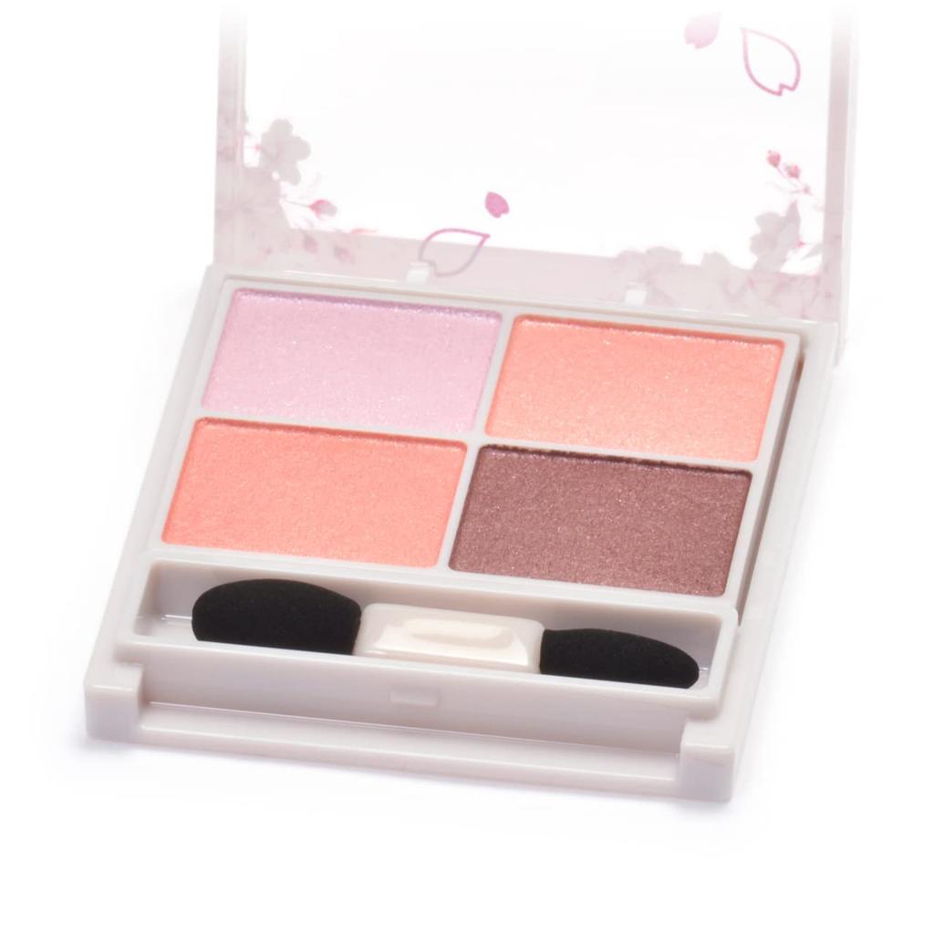 CANMAKE Silky Souffle Eyes 11 Blossom Shower Sheer Gloss Shadow Powder Coral Pink (Sakura Package) 4.0g 4-Color
