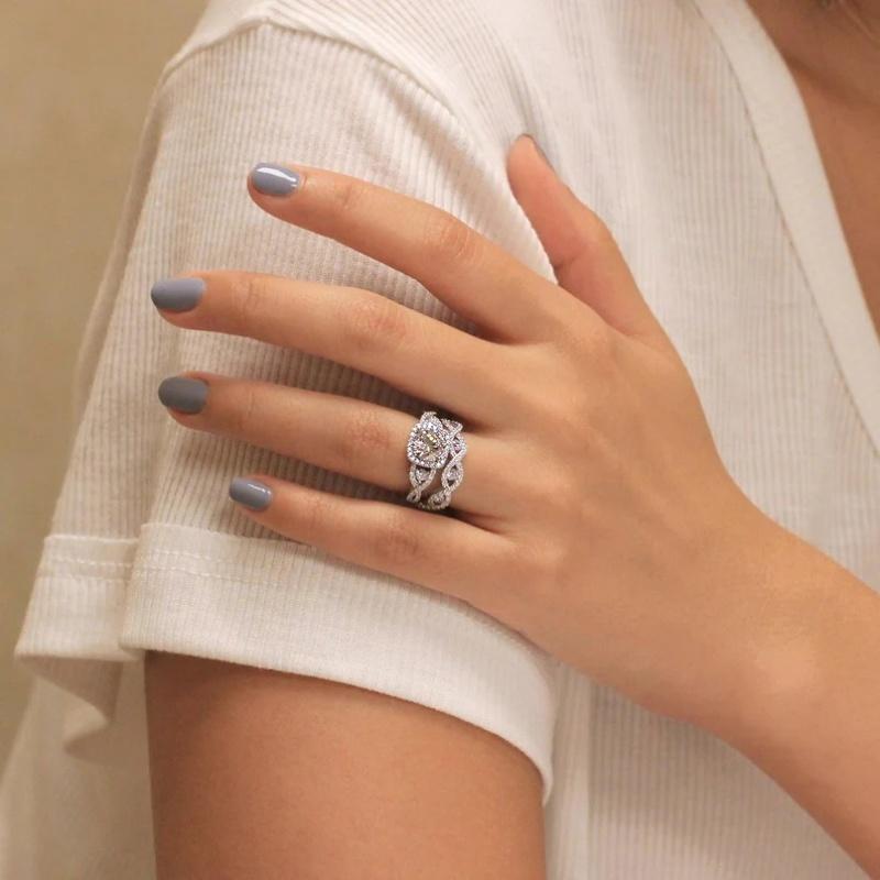 Luxury Wedding Band Promise 2PC Ring Womens Unique Cubic Zirconia Design High Quality New  Jewelry Shipping