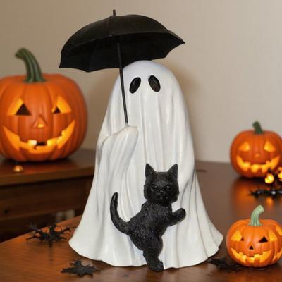 Cute Halloween Ghost Resin Figurine Mini Statue Spooky Adorable Shape Decor for Halloween Ghost Decor