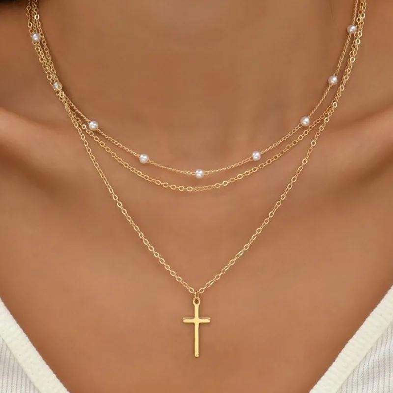 Vintage Bohemian Multilayer Minimalist Necklace For Women Stick Pendant Link Chain Necklace Collarbone Collares Fashion Jewelry