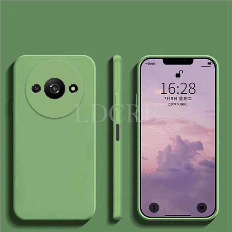 Для Xiaomi Redmi A3 чехол жидкий силиконовый чехол простой чехол Redmi A3 чехол TPU защитный чехол для телефона Redmi A3 чехол Redmi A3 зелёный
