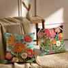 Painted Flowers Pillow Case Sofa and Living Room Decorative Cushion Covers Dust-proof and Mite-proof Invisible Zipper