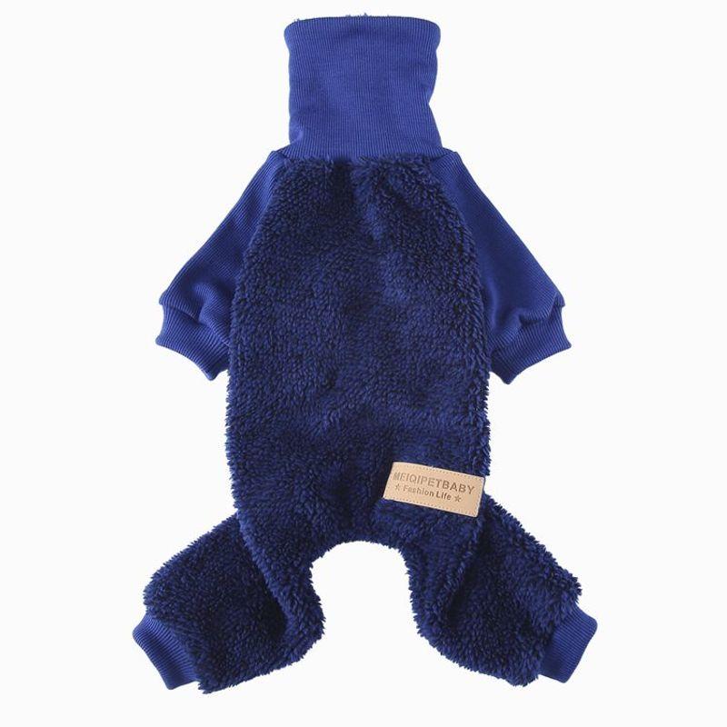

New Arrival Cross-Border Pet Products Dog Clothes Fall and Winter Plaid Skirt Four-Legged Polar Fleece Pet Clothing Turtleneck Stuffed Dog Clothes QZ186 Blue M