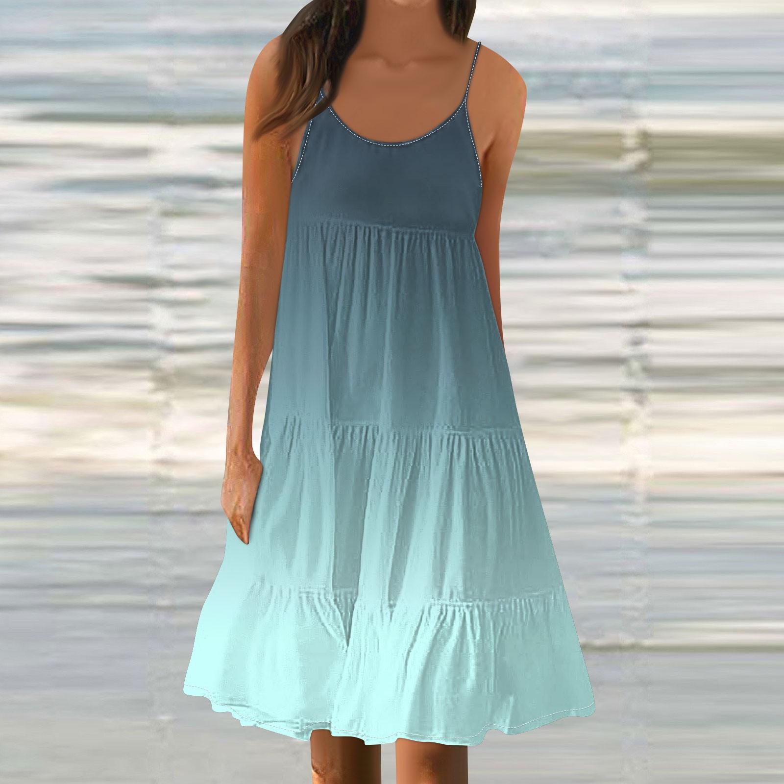 

Женские летние модные свободные повседневные пляжные платья-майки с градиентом S